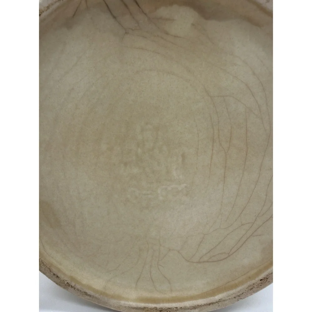 Pfaltzgraff Stoneware Flour Canister with Lid Tan Color Village Pattern Vintage